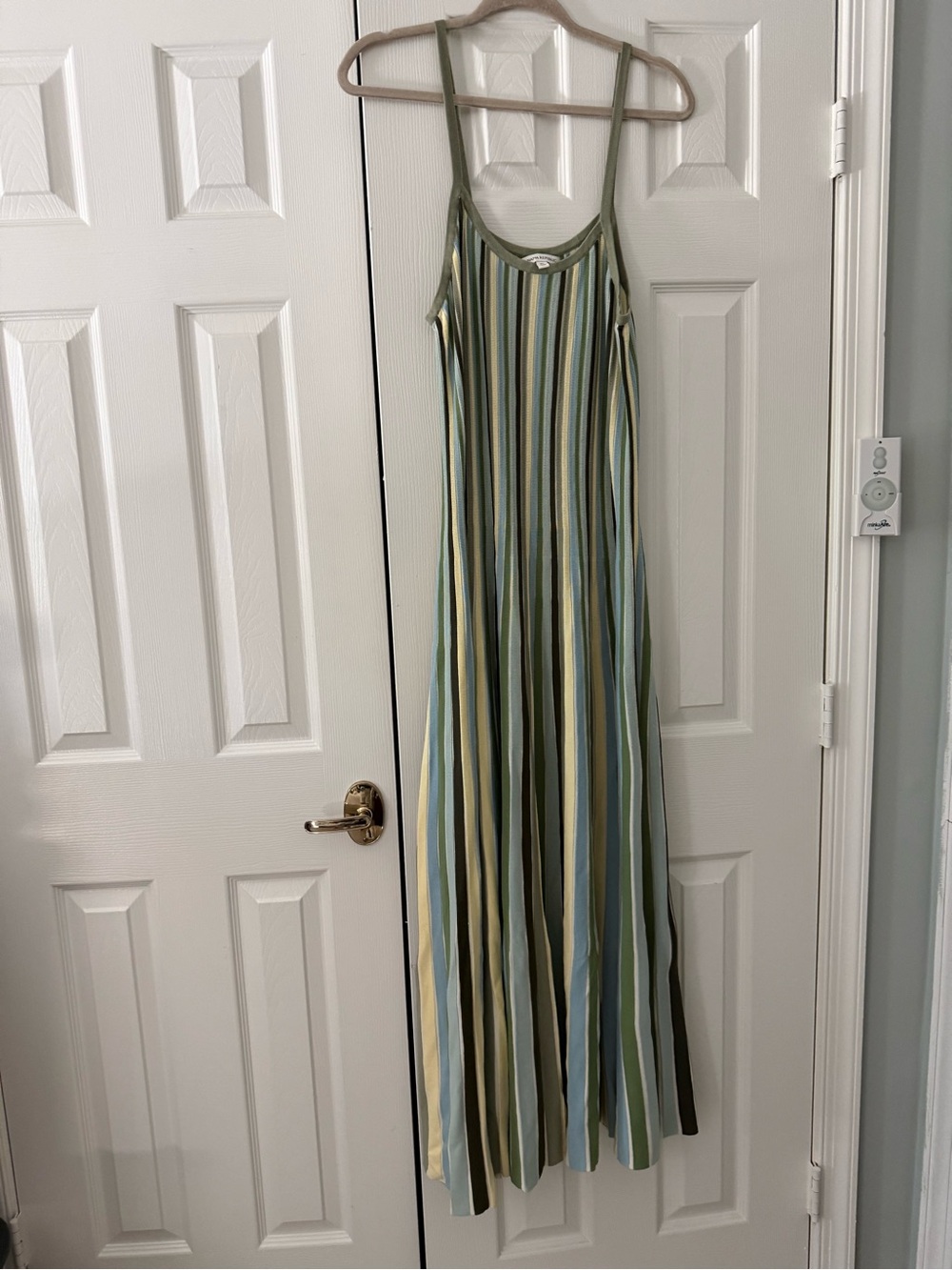 Banana Republic Striped Maxi Dress in Sage, Blue, Cream and Yellow